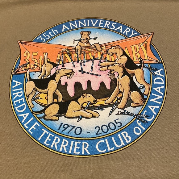 FRUIT OF THE LOOM x Airedale Terrier Club of Canada dog Beige T Shirt tee in XL - Picture 3 of 3